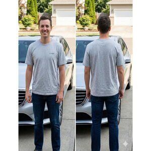 L.L. Bean Men Large Tall Gray Carefree Unshrinkable T-Shirt Cotton